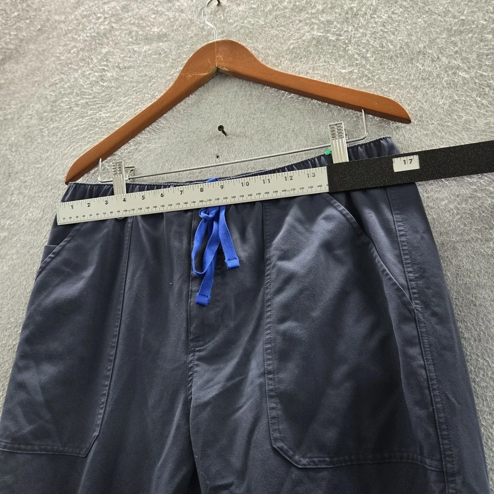 FIGS Men Scrub Pants Large Blue Cairo Cargo Pockets Drawstring 27